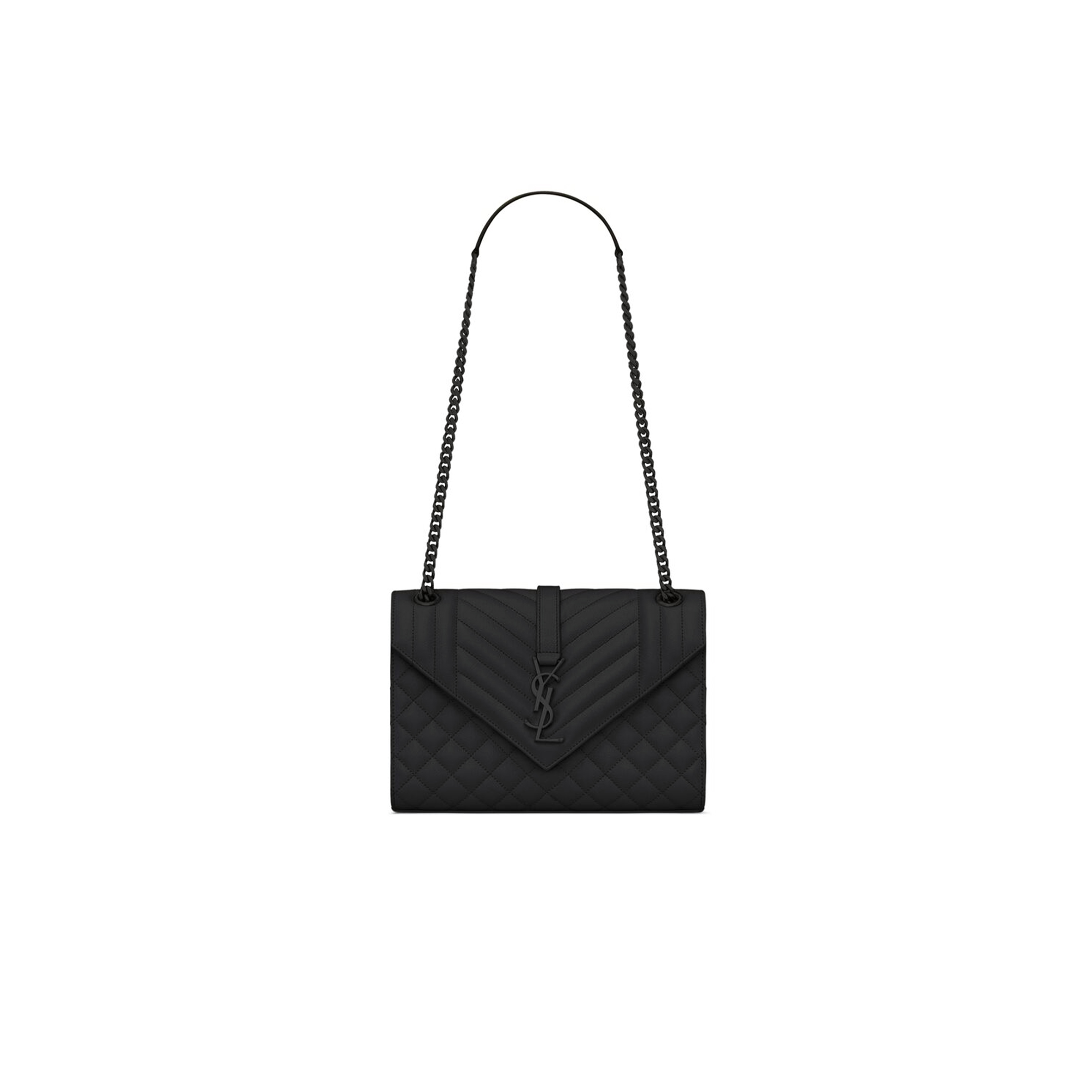 YSL ENVELOPE MEDIUM IN QUILTED GRAIN DE POUDRE EMBOSSED LEATHER 600185BOW981000 (24*17.5*6cm)